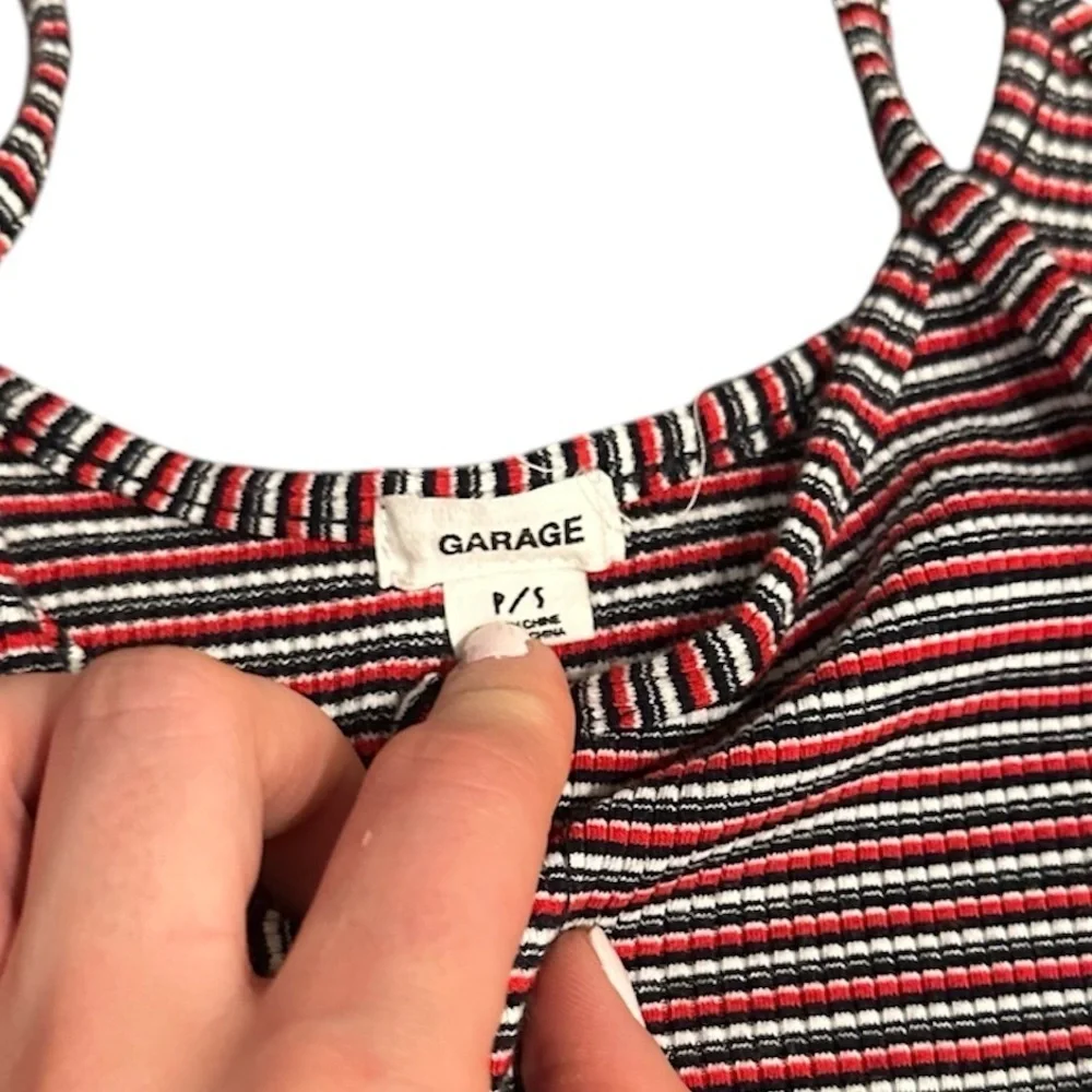 Garage Red, Blue, and White Stripes Body Suit Sleeveless Small - Picture 3 of 8